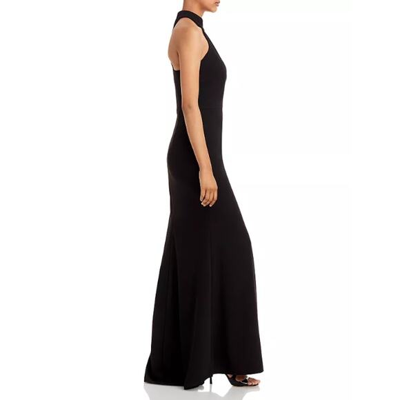 AQUA FORMAL Women's Halter Neck Slit Maxi Gown Size 4 Black Sleeveless NWT - Picture 3 of 13
